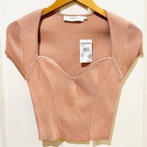 NWT ASTR Mauve Bodycon Ribbed Fitted Crop Top Festival Party Y2K Size S